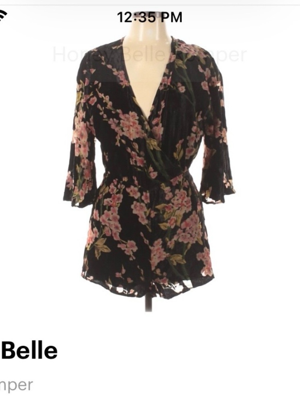 Honey Belle Black Velvet Floral Dress with Pink Blooms